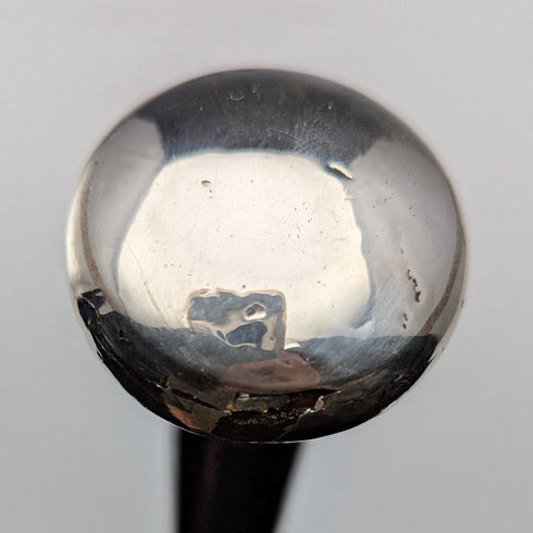 1926年 英国ヴィンテージ 紳士用 純銀製 丸ハンドル ステッキ 杖 90cm